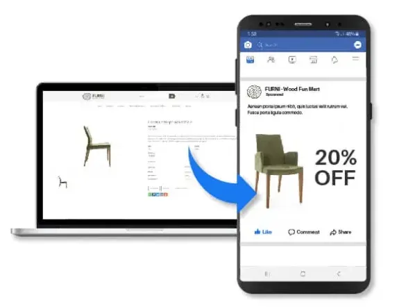 Facebook ads on mobile phone & desktop