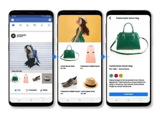 Facebook shopping Feed Ads on mobile Phone